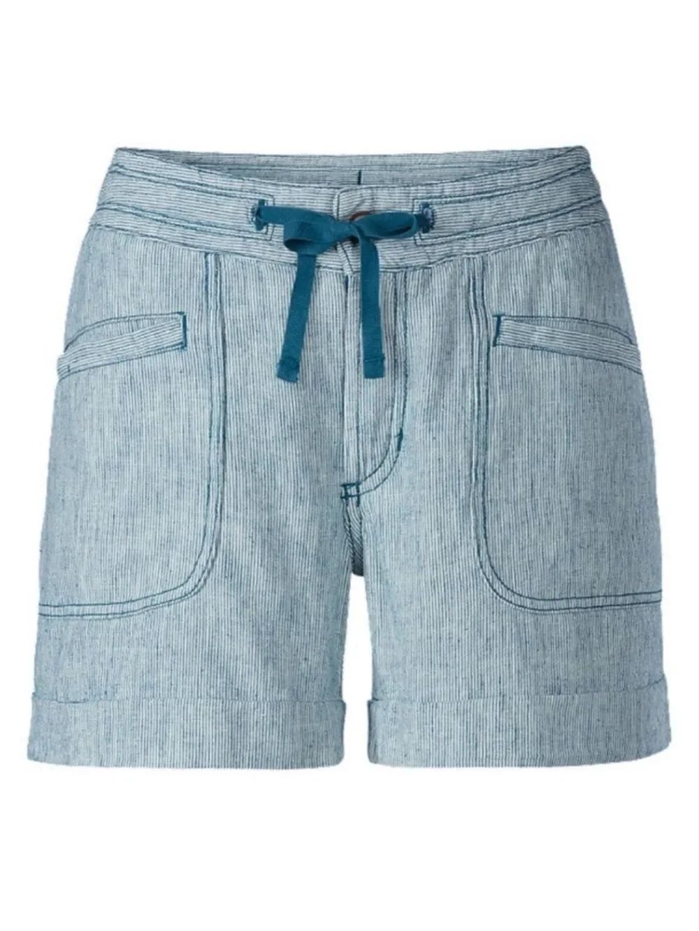 The North Face 4 Blue Larisen Stripe Button Outdoor Four Pocket Linen Shorts